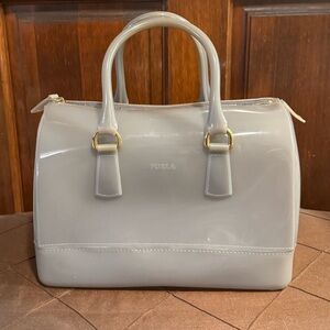 Furla Candy Jelly Satchel in Gray with Gold Hardware